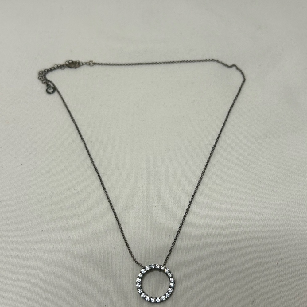 Delicate Clear Rhinestone Circular Pendant Necklace